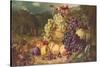 Still Life with Fruit in a Landscape, a Hunting Party Beyond, 1859-George Lance-Stretched Canvas