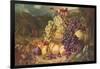 Still Life with Fruit in a Landscape, a Hunting Party Beyond, 1859-George Lance-Framed Giclee Print