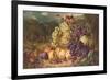 Still Life with Fruit in a Landscape, a Hunting Party Beyond, 1859-George Lance-Framed Giclee Print