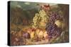 Still Life with Fruit in a Landscape, a Hunting Party Beyond, 1859-George Lance-Stretched Canvas
