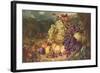 Still Life with Fruit in a Landscape, a Hunting Party Beyond, 1859-George Lance-Framed Giclee Print