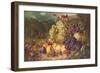 Still Life with Fruit in a Landscape, a Hunting Party Beyond, 1859-George Lance-Framed Giclee Print