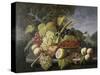 Still Life with Fruit in Landscape-Severin Roesen-Stretched Canvas