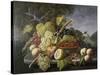 Still Life with Fruit in Landscape-Severin Roesen-Stretched Canvas