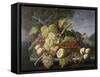 Still Life with Fruit in Landscape-Severin Roesen-Framed Stretched Canvas