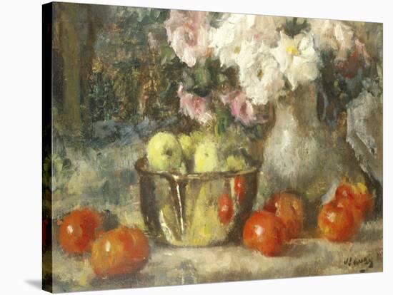 Still Life with Fruits and Flowers-Jean Laudry-Stretched Canvas