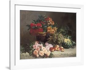 Still Life with Fruits and Flowers-Pierre Bourgogne-Framed Premium Giclee Print