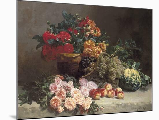 Still Life with Fruits and Flowers-Pierre Bourgogne-Mounted Premium Giclee Print
