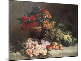 Still Life with Fruits and Flowers-Pierre Bourgogne-Mounted Premium Giclee Print