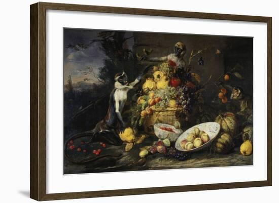 Still Life with Fruits and Monkeys-Frans Snyders-Framed Giclee Print