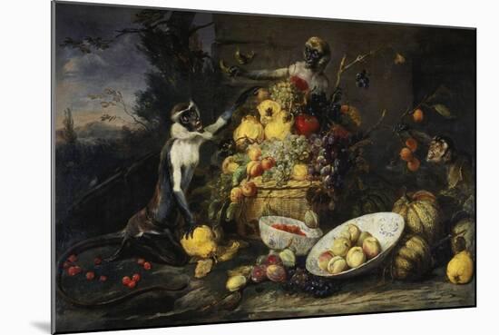 Still Life with Fruits and Monkeys-Frans Snyders-Mounted Giclee Print