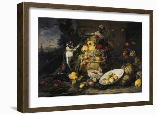 Still Life with Fruits and Monkeys-Frans Snyders-Framed Giclee Print