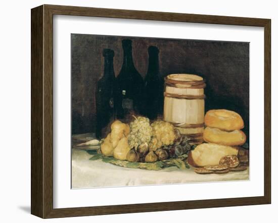 Still-Life with Fruits, Bottles and Loaves of Bread-Suzanne Valadon-Framed Giclee Print