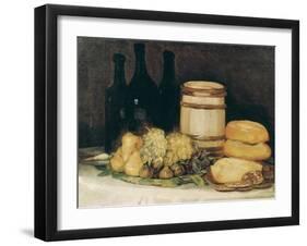 Still-Life with Fruits, Bottles and Loaves of Bread-Suzanne Valadon-Framed Giclee Print