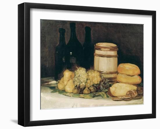 Still-Life with Fruits, Bottles and Loaves of Bread-Suzanne Valadon-Framed Giclee Print