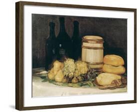 Still-Life with Fruits, Bottles and Loaves of Bread-Suzanne Valadon-Framed Giclee Print