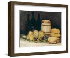 Still-Life with Fruits, Bottles and Loaves of Bread-Suzanne Valadon-Framed Giclee Print