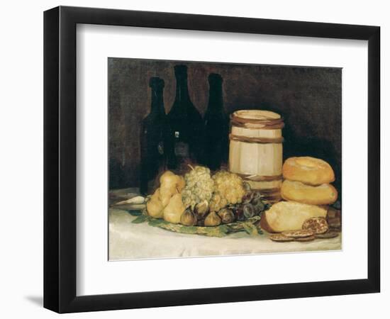 Still-Life with Fruits, Bottles and Loaves of Bread-Suzanne Valadon-Framed Premium Giclee Print