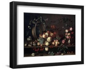 Still Life with Fruits, Flowers and Parrots, 1620S-Balthasar van der Ast-Framed Premium Giclee Print