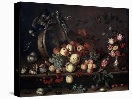 Still Life with Fruits, Flowers and Parrots, 1620S-Balthasar van der Ast-Stretched Canvas