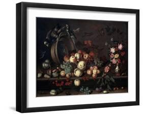 Still Life with Fruits, Flowers and Parrots, 1620S-Balthasar van der Ast-Framed Giclee Print