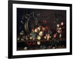 Still Life with Fruits, Flowers and Parrots, 1620S-Balthasar van der Ast-Framed Giclee Print