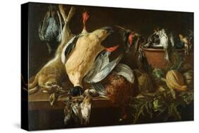 Still Life With Games And Vegetables-Adriaen van Utrecht-Stretched Canvas