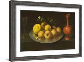 Still Life with Glass, Fruit, and Jar, c.1650-Francisco de Zurbaran-Framed Giclee Print