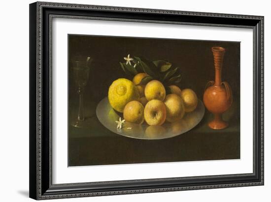 Still Life with Glass, Fruit, and Jar, c.1650-Francisco de Zurbaran-Framed Giclee Print