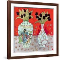 Still Life with Golden Fans-Emma Forrester-Framed Giclee Print