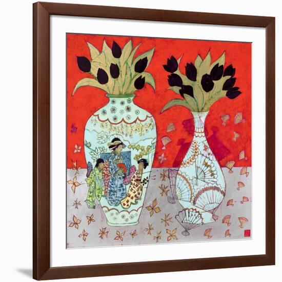 Still Life with Golden Fans-Emma Forrester-Framed Giclee Print