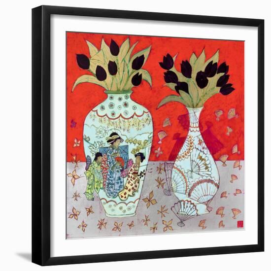 Still Life with Golden Fans-Emma Forrester-Framed Giclee Print