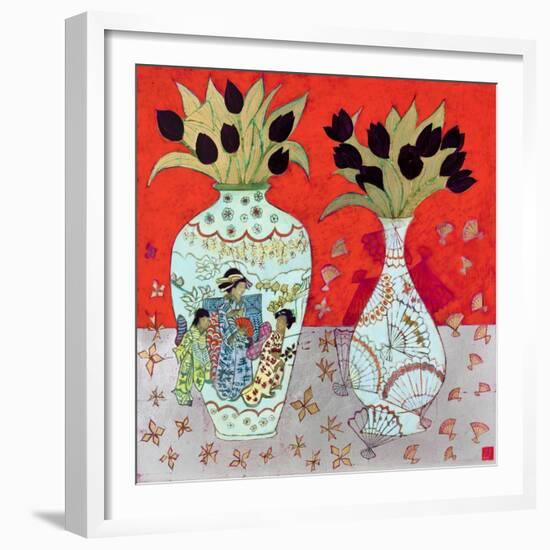 Still Life with Golden Fans-Emma Forrester-Framed Giclee Print