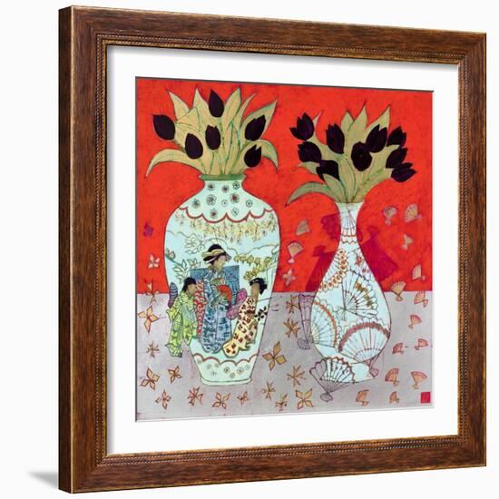 Still Life with Golden Fans-Emma Forrester-Framed Giclee Print