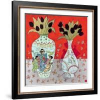 Still Life with Golden Fans-Emma Forrester-Framed Giclee Print