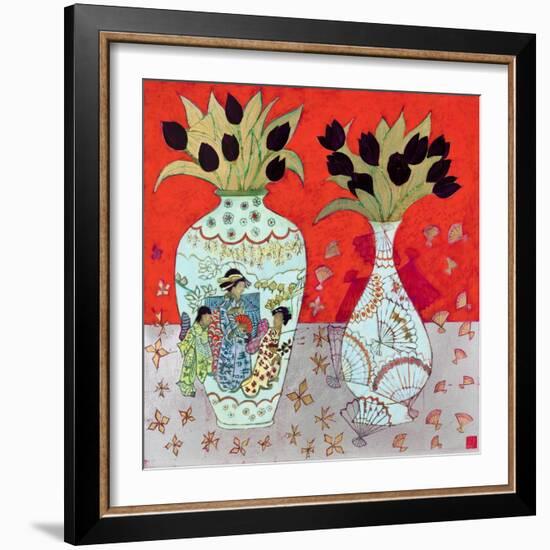 Still Life with Golden Fans-Emma Forrester-Framed Giclee Print