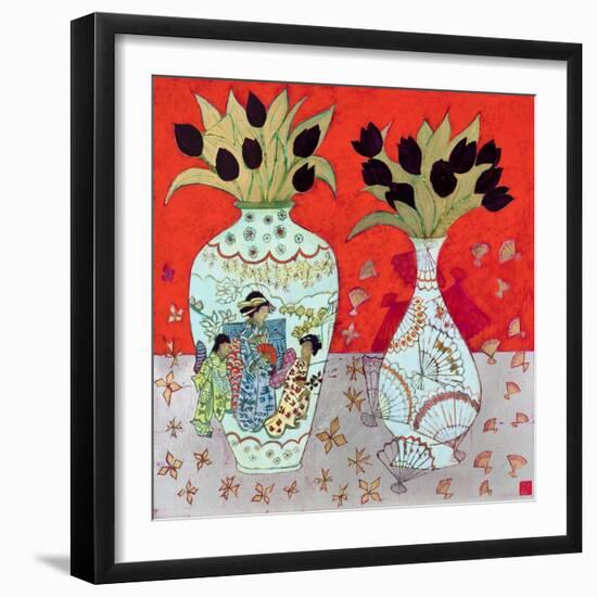 Still Life with Golden Fans-Emma Forrester-Framed Giclee Print