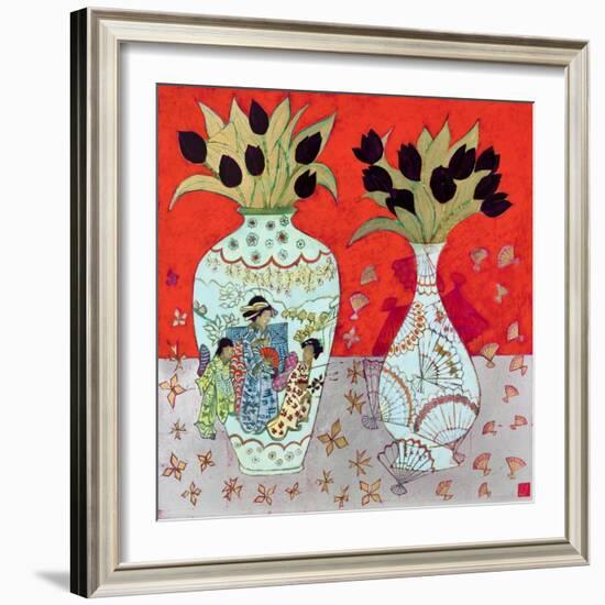 Still Life with Golden Fans-Emma Forrester-Framed Giclee Print