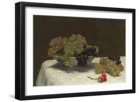 Still Life with Grapes and a Carnation, c.1880-Ignace Henri Jean Fantin-Latour-Framed Giclee Print