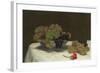 Still Life with Grapes and a Carnation, c.1880-Ignace Henri Jean Fantin-Latour-Framed Giclee Print