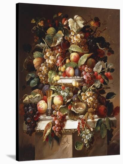 Still Life with Grapes and Peaches-Carl Baum-Stretched Canvas