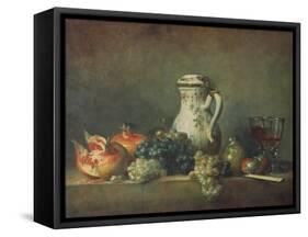 Still Life with Grapes and Pomegranates, 1763-Jean-Baptiste Simeon Chardin-Framed Stretched Canvas