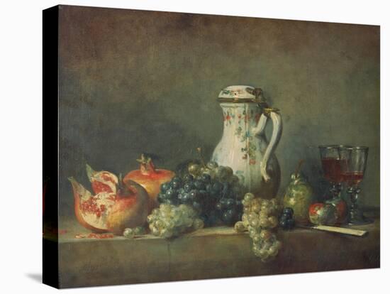 Still Life with Grapes and Pomegranates, 1763-Jean-Baptiste Simeon Chardin-Stretched Canvas