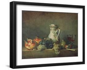 Still Life with Grapes and Pomegranates, 1763-Jean-Baptiste Simeon Chardin-Framed Giclee Print