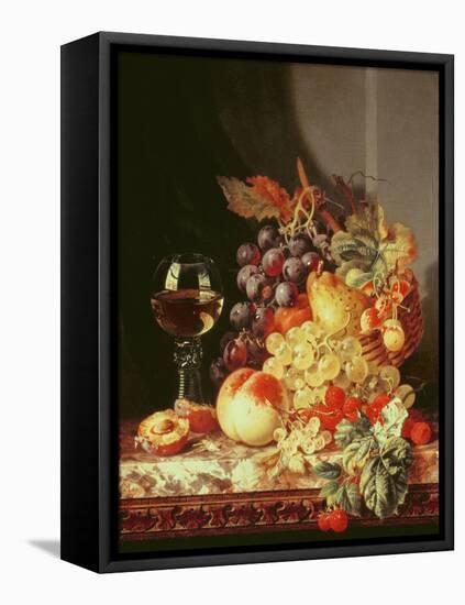 Still Life with Grapes and Wine-Edward Ladell-Framed Stretched Canvas