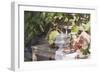 Still Life with Grapes, Bread, Sausages and Wine in Front of Farmhouse-Eising Studio - Food Photo and Video-Framed Photographic Print