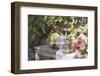 Still Life with Grapes, Bread, Sausages and Wine in Front of Farmhouse-Eising Studio - Food Photo and Video-Framed Photographic Print