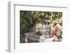 Still Life with Grapes, Bread, Sausages and Wine in Front of Farmhouse-Eising Studio - Food Photo and Video-Framed Photographic Print