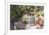 Still Life with Grapes, Bread, Sausages and Wine in Front of Farmhouse-Eising Studio - Food Photo and Video-Framed Photographic Print