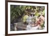 Still Life with Grapes, Bread, Sausages and Wine in Front of Farmhouse-Eising Studio - Food Photo and Video-Framed Photographic Print